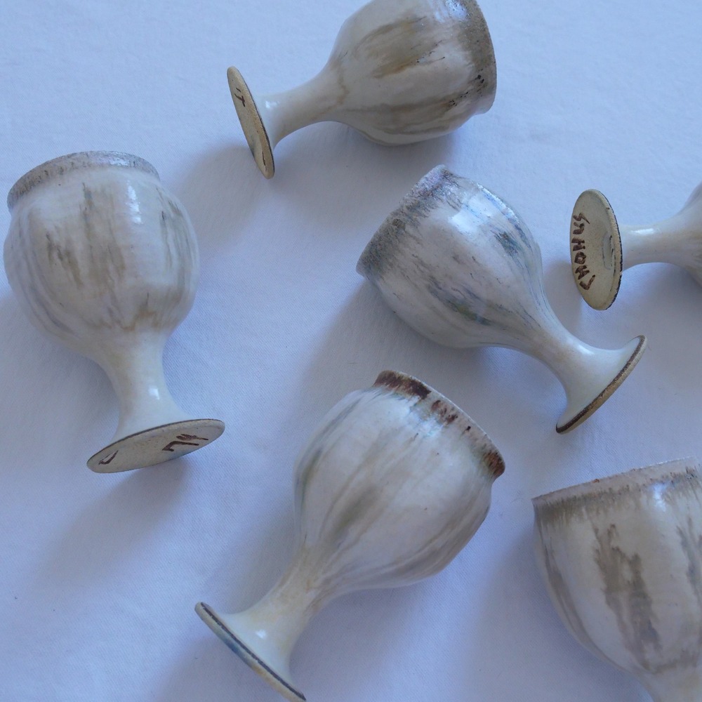 Lot of 6 vintage stoneware handmade goblets - Picture 7 of 8